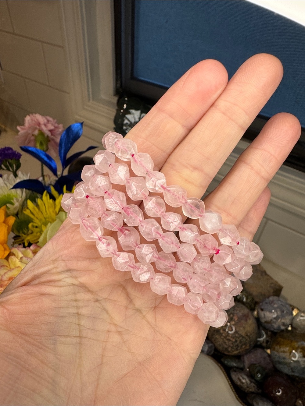 Delicate Pink Faceted Rose Quartz Bracelet (listing is for one): B1079